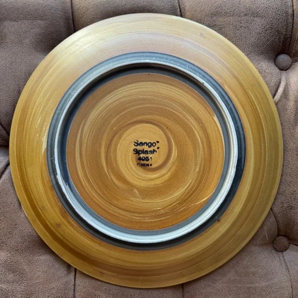 Sango Splash 4951 Serving Chop Plate 12" Brown Drip Glaze Stoneware Discontinued - Picture 7 of 7